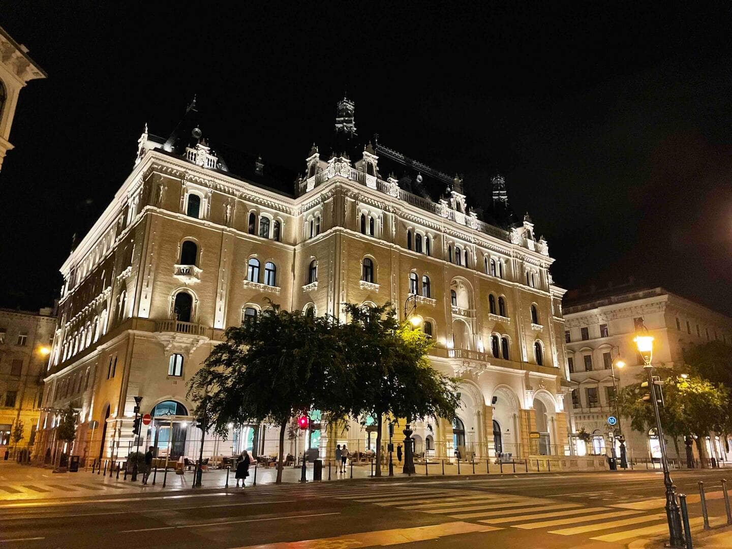 Budapest street at night